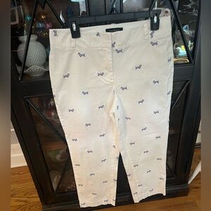 Talbots White Chinos with Dachshunds! Super Cute EUC Size 10
